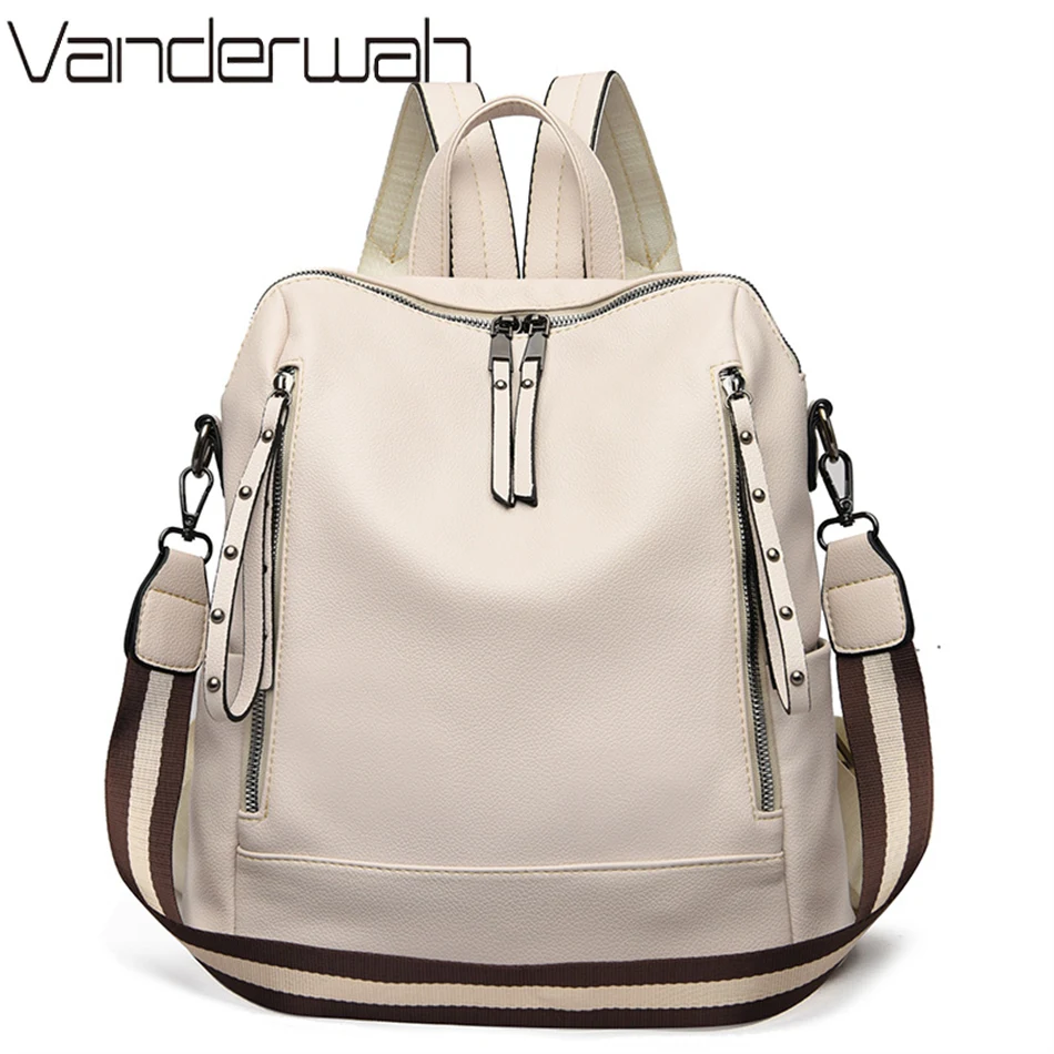 Luxury Zipper Bags - Mochila De cuero suave para estudiantes