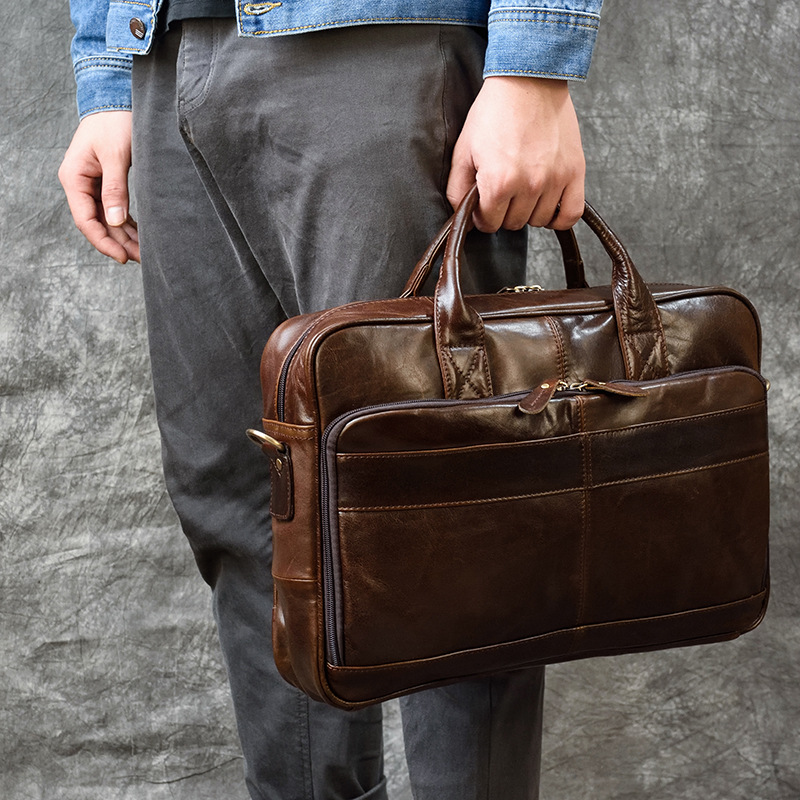 Luxury Zipper Bags - Bolso de mano de cuero genuino