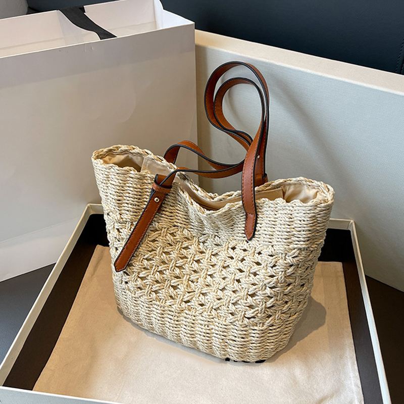 Luxury Beach Bags Ysl - Bolso de mano de mimbre informal