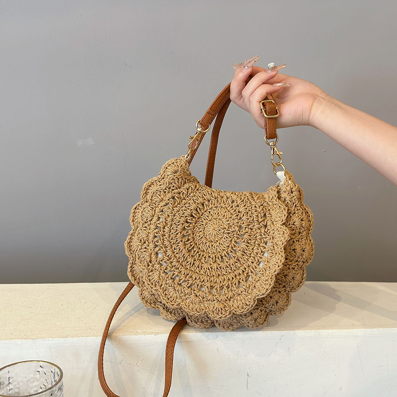 Luxury Beach Bags Ysl - Bolso tejido Vintage, nuevo bolso redondo