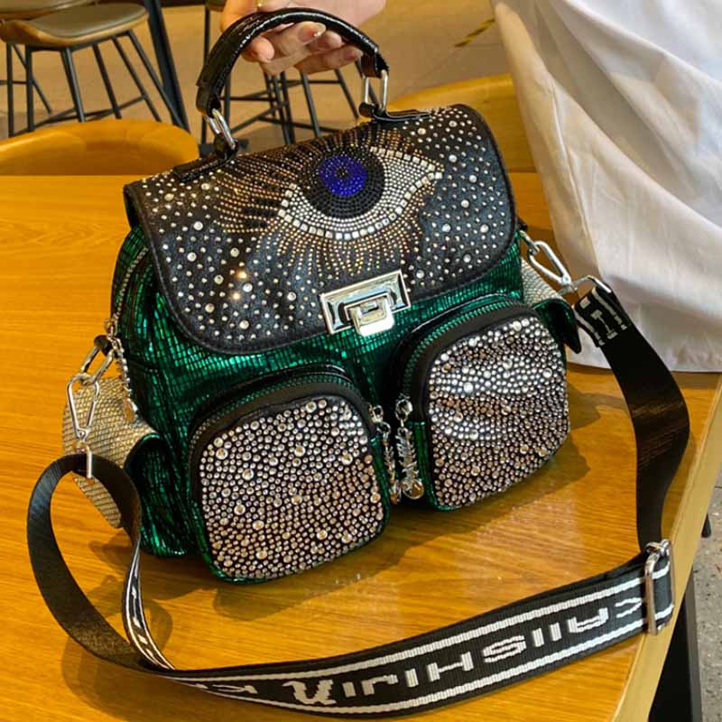 Luxury Bags For Travel - Mochila De Cuero PU con diamantes