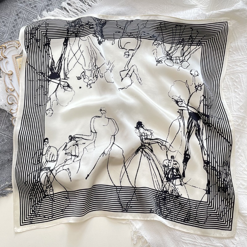 Pañuelo pequeño de satén con d - Luxury Bags Drawing reseña y precio