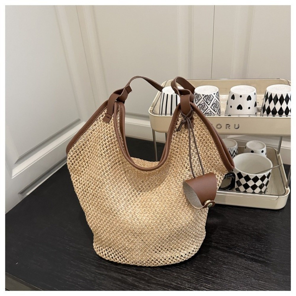 Bolso de hombro tejido de paja - Luxury Beach Bags Ysl reseña y precio