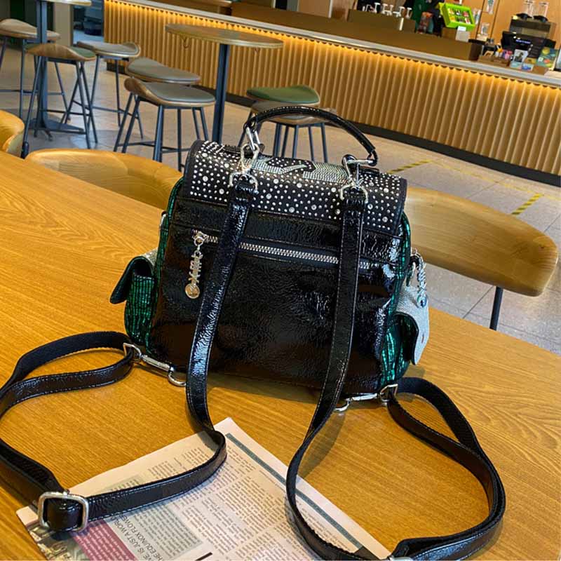Mochila De Cuero PU con diaman - Luxury Bags For Travel reseña y precio