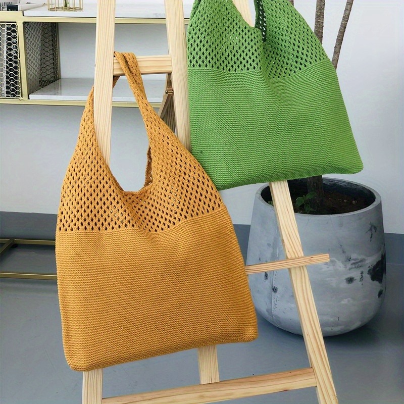 Bolso de ganchillo ahuecado pa - Luxury Beach Bags Ysl reseña y precio