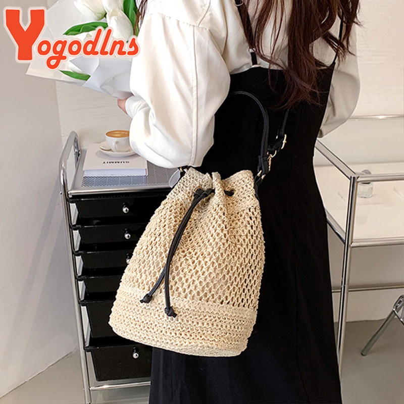 Bolso de cubo de paja trenzada - Luxury Beach Bags Ysl reseña y precio